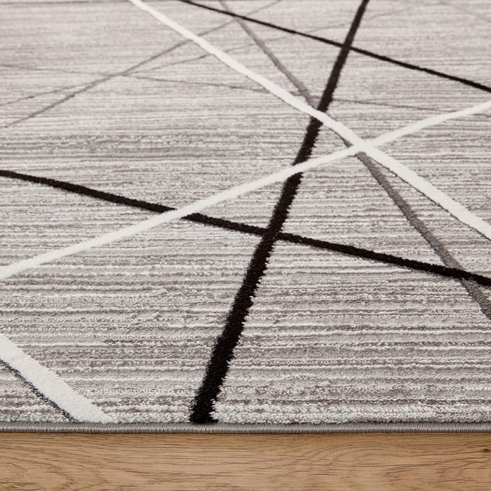 Lavin Rugs R1002 Sesia 7'10" x 10'10" Linear Geo Rug, Grey/Black