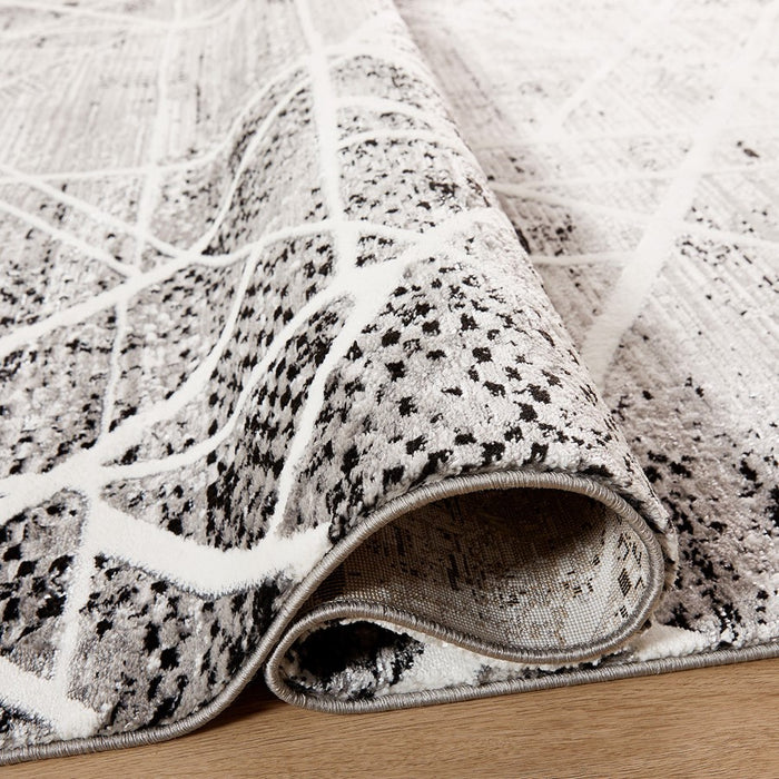 Lavin Rugs R1003 Sesia 2' x 3' Linear Geo Rug, Grey/Black/White