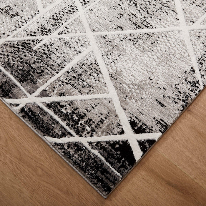 Lavin Rugs R1003 Sesia 2' x 3' Linear Geo Rug, Grey/Black/White