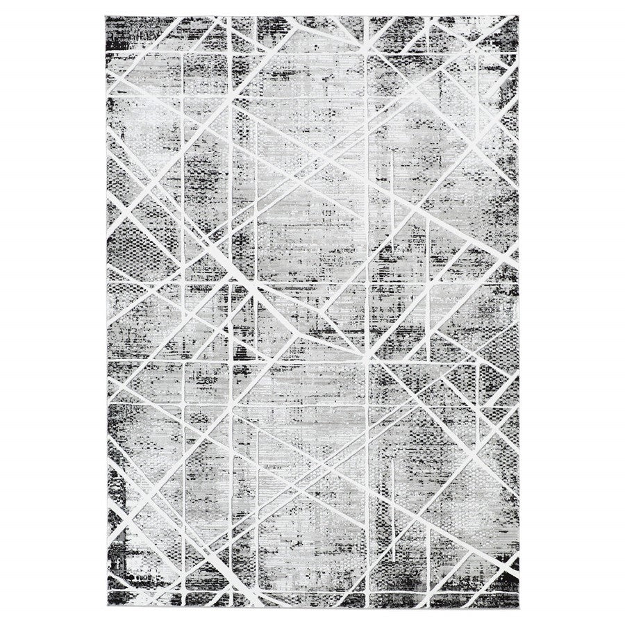 Lavin Rugs R1003 Sesia 5'3" x 7'6" Linear Geo Rug, Grey/Black/White - R1003-0507