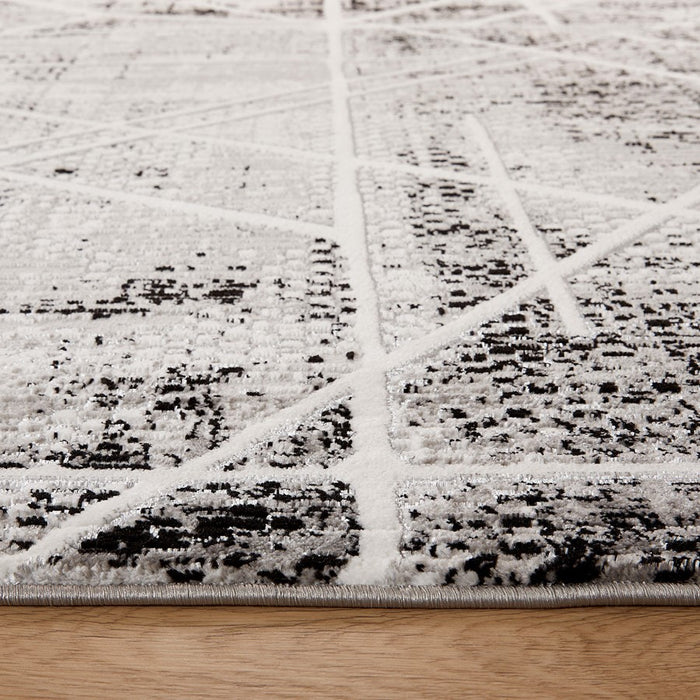 Lavin Rugs R1003 Sesia 5'3" x 7'6" Linear Geo Rug, Grey/Black/White