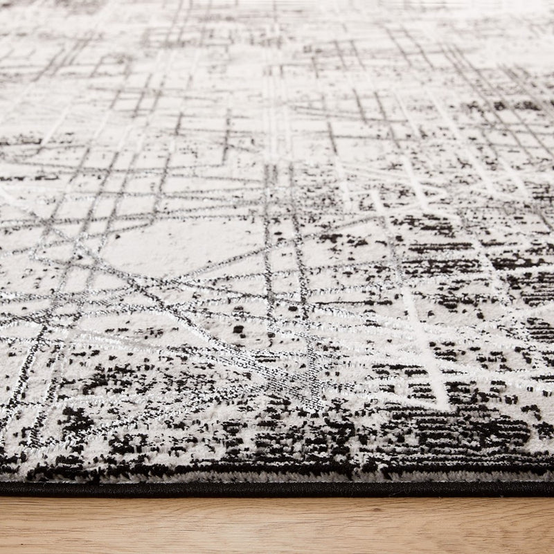 Lavin Rugs R1004 Sesia 2' x 3' Linear Geo Rug, Grey/Black/Grey