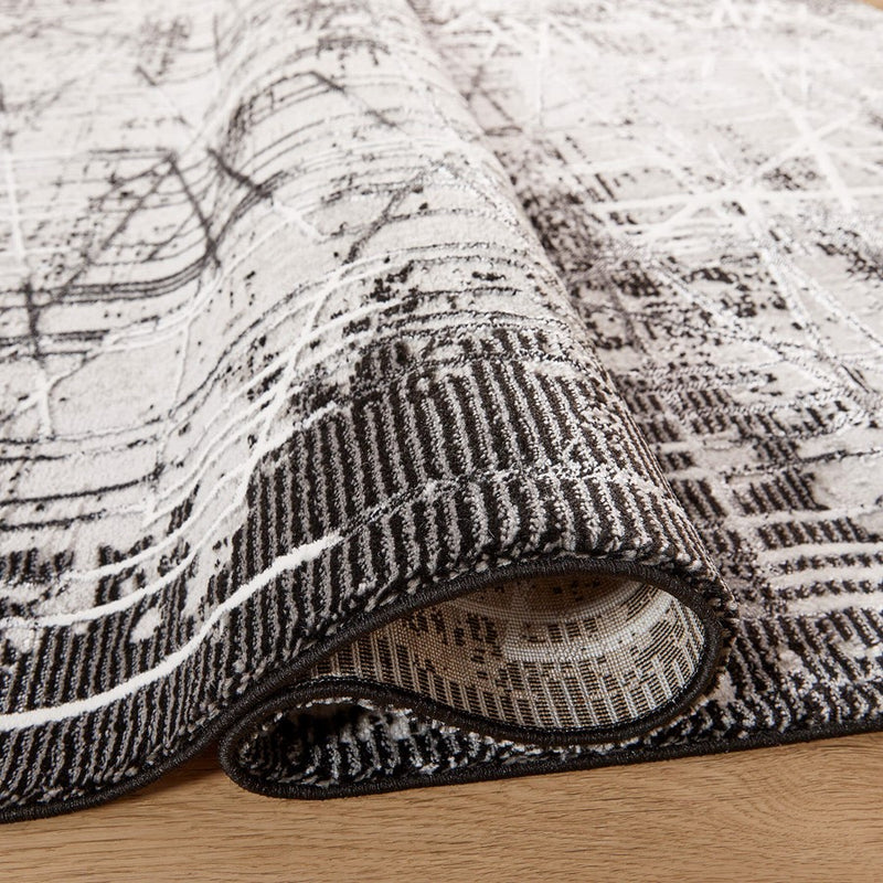 Lavin Rugs R1004 Sesia 2' x 3' Linear Geo Rug, Grey/Black/Grey