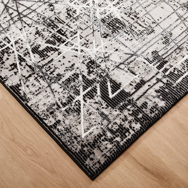 Lavin Rugs R1004 Sesia 2' x 3' Linear Geo Rug, Grey/Black/Grey