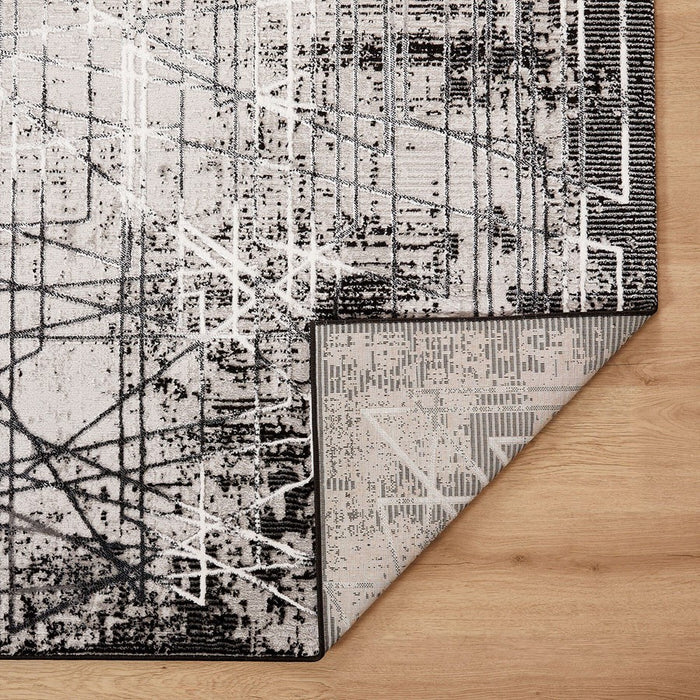 Lavin Rugs R1004 Sesia 2' x 3' Linear Geo Rug, Grey/Black/Grey
