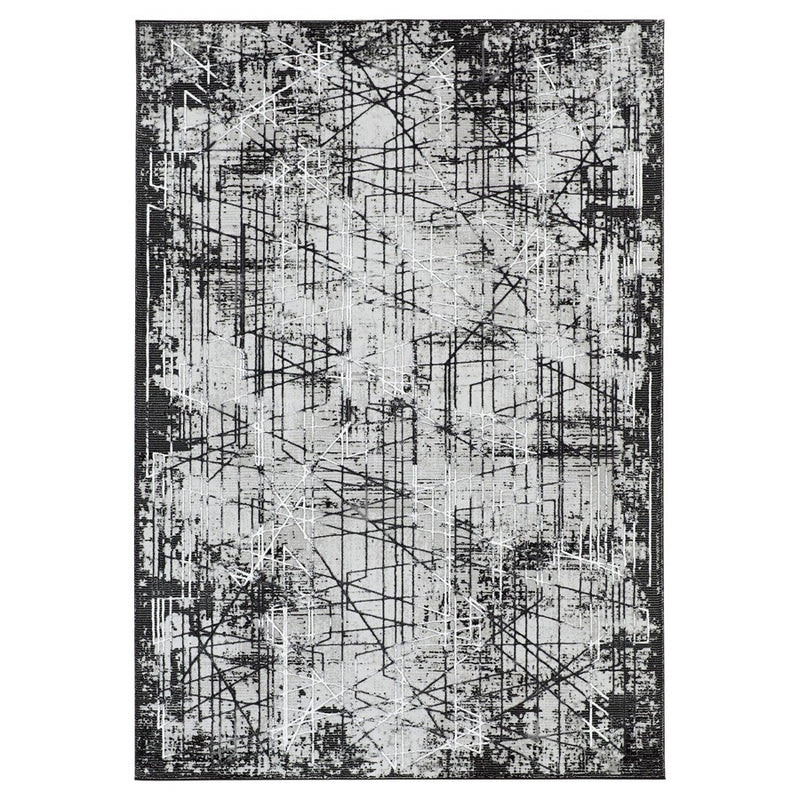 Lavin Rugs R1004 Sesia 5'3" x 7'6" Linear Geo Rug, Grey/Black/Grey - R1004-0507