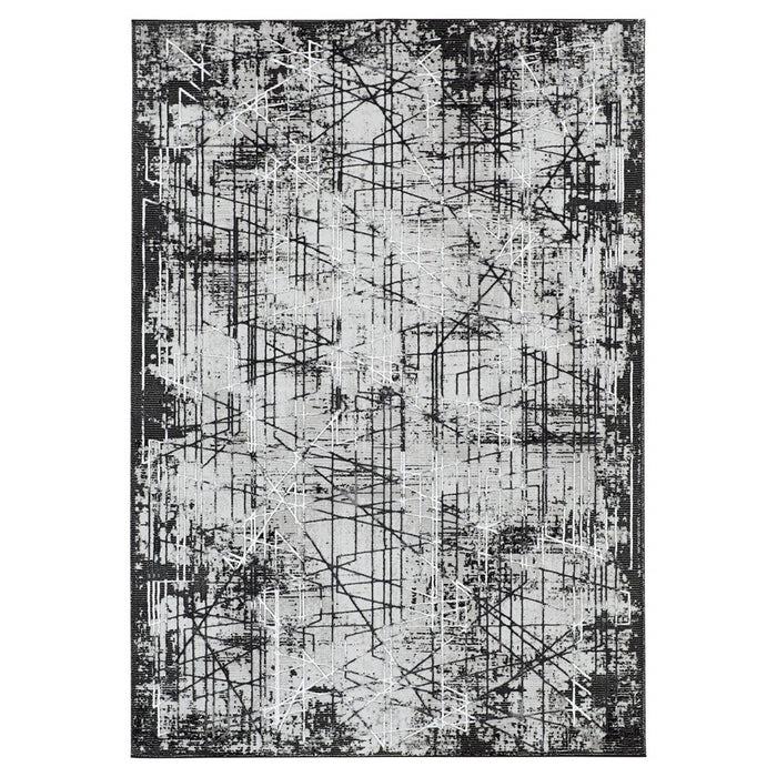 Lavin Rugs R1004 Sesia 6'7" x 9'6" Linear Geo Rug, Grey/Black/Grey - R1004-0609