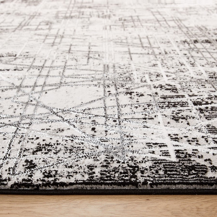 Lavin Rugs R1004 Sesia 7'10"x10'10" Linear Geo Rug, Grey/Black/Grey