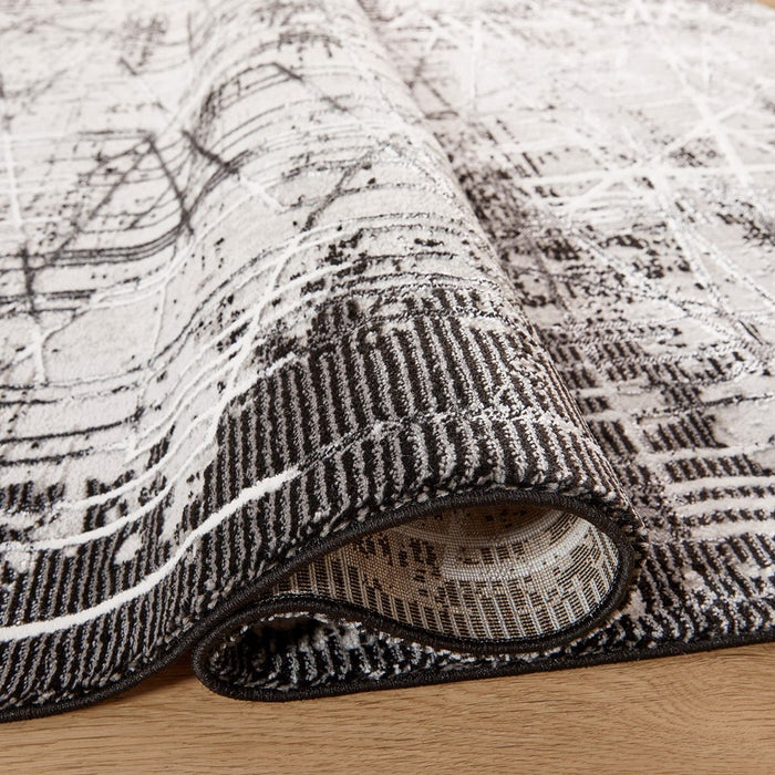 Lavin Rugs R1004 Sesia 9'10"x13'2" Linear Geo Rug, Grey/Black/Grey