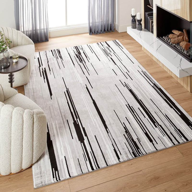 Lavin Rugs R1005 Sesia 2' x 3' Linear Rug, L.Grey/D.Grey/Black/Grey