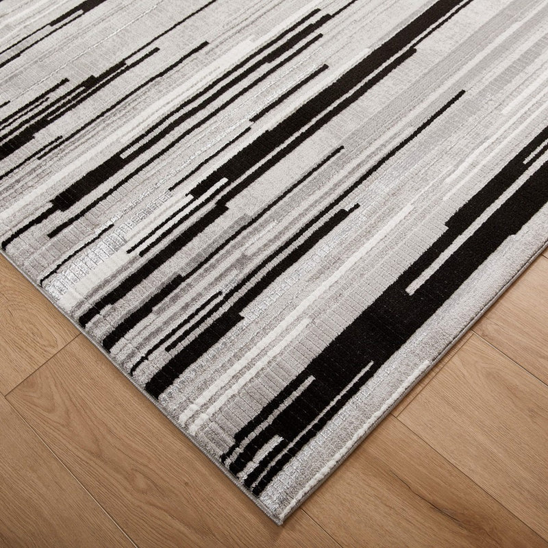 Lavin Rugs R1005 Sesia 2' x 3' Linear Rug, L.Grey/D.Grey/Black/Grey