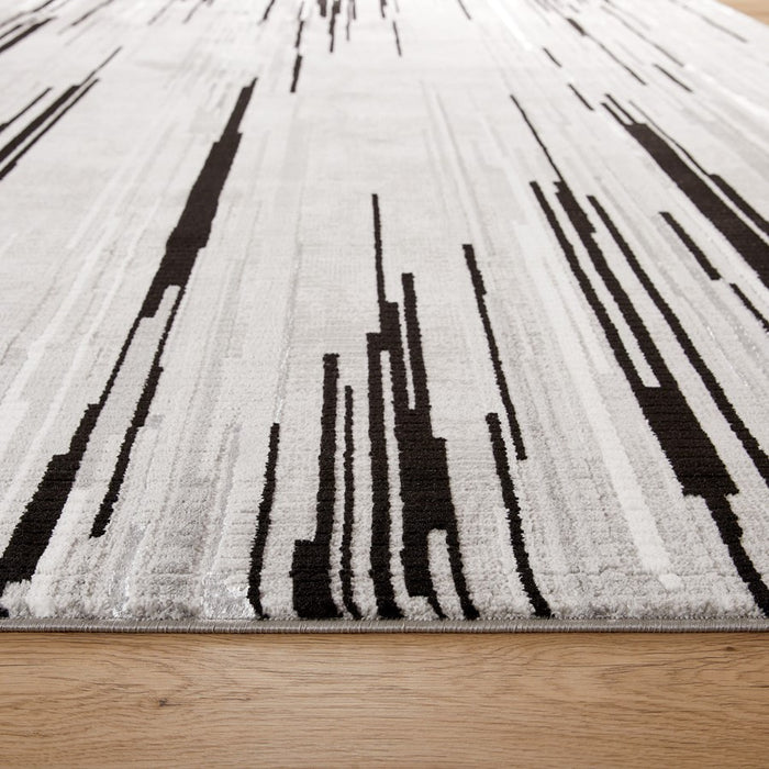 Lavin Rugs R1005 Sesia 6'7" x 9'6" Linear Rug, Grey/Black/Grey