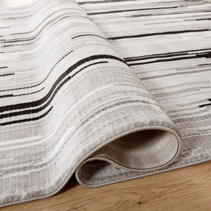 Lavin Rugs R1005 Sesia 6'7" x 9'6" Linear Rug, Grey/Black/Grey