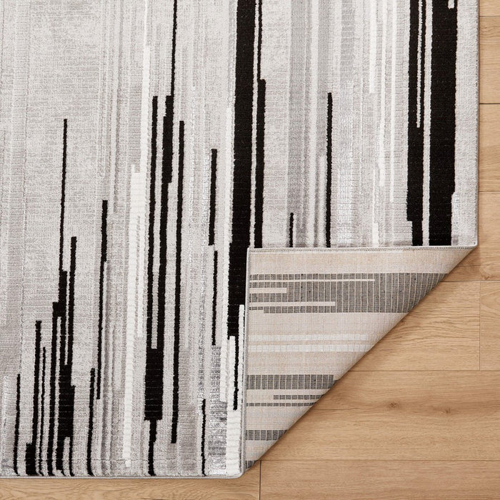 Lavin Rugs R1005 Sesia 6'7" x 9'6" Linear Rug, Grey/Black/Grey