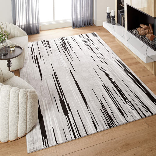 Lavin Rugs R1005 Sesia 7'10" x 10'10" Linear Rug, Grey/Black/Grey