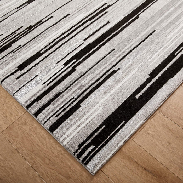Lavin Rugs R1005 Sesia 7'10" x 10'10" Linear Rug, Grey/Black/Grey