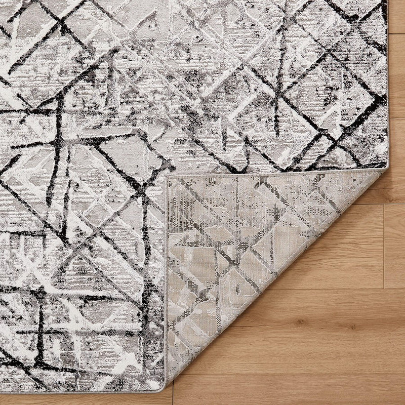 Lavin Rugs R1006 Sesia 2' x 3' Linear Geo Rug, Grey/Black/Grey