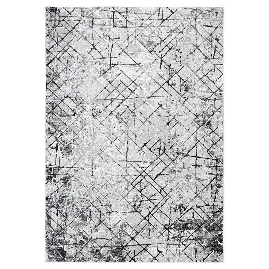 Lavin R1006 Sesia 2'8"x7'10" Linear Geo Runner, Grey/Black/Grey - R1006-0208