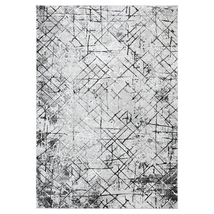 Lavin Rugs R1006 Sesia 9'10"x13'2" Linear Geo Rug, Grey/Black/Grey - R1006-1013