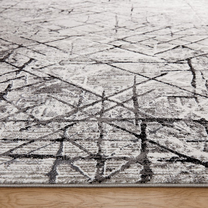 Lavin Rugs R1006 Sesia 9'10"x13'2" Linear Geo Rug, Grey/Black/Grey