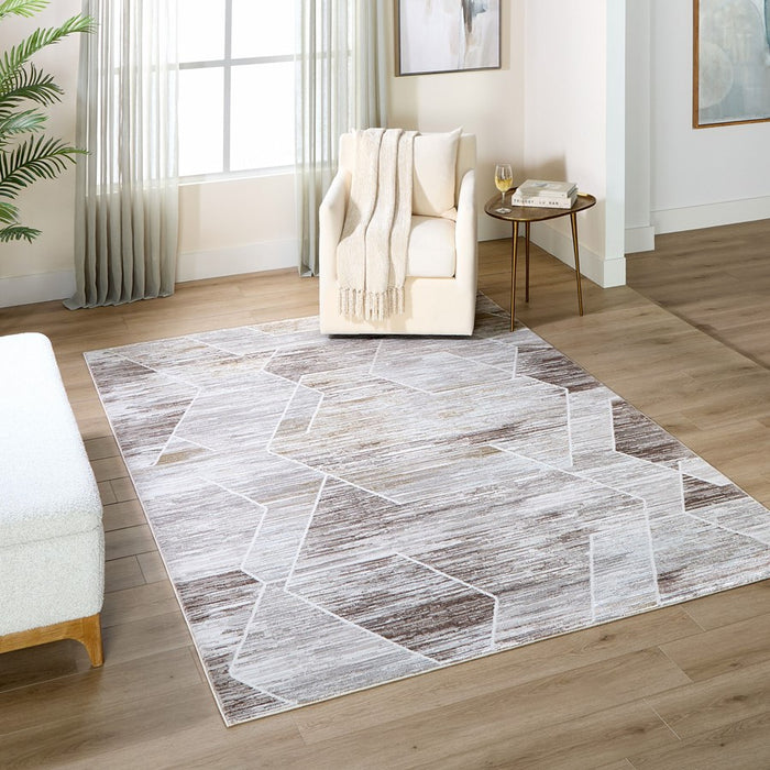 Lavin Rugs R1007 Baltea 6'7" x 9'6" Geo Rug, Grey Cream Gold/Earth