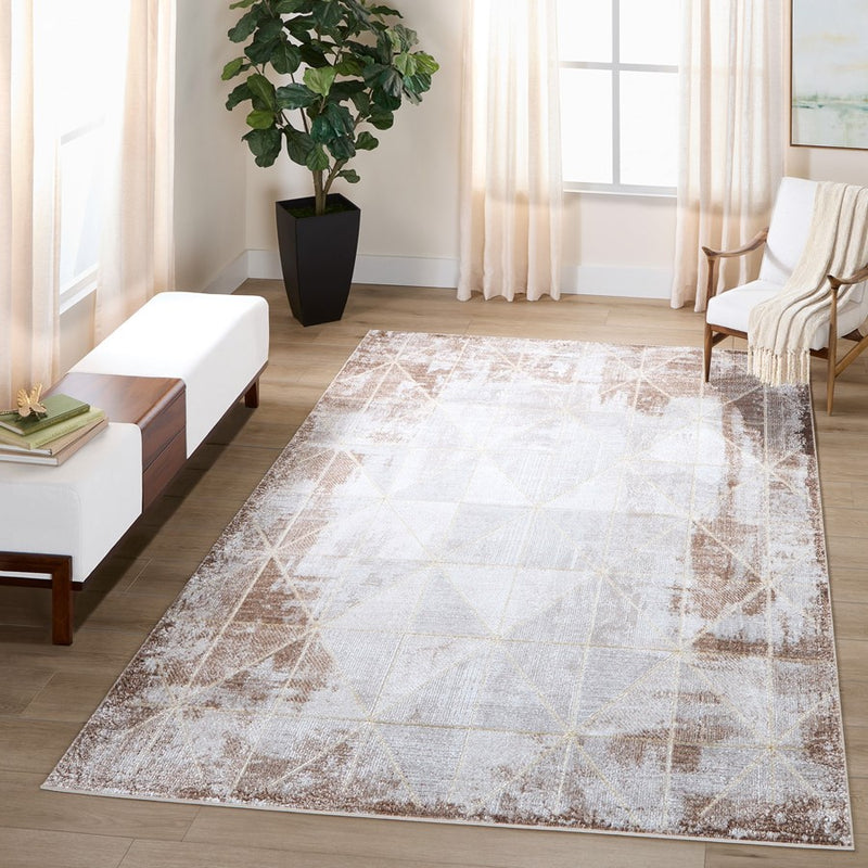 Lavin Rugs R1008 Baltea 2' x 3' Geo Rug, Grey Cream Gold/Earth