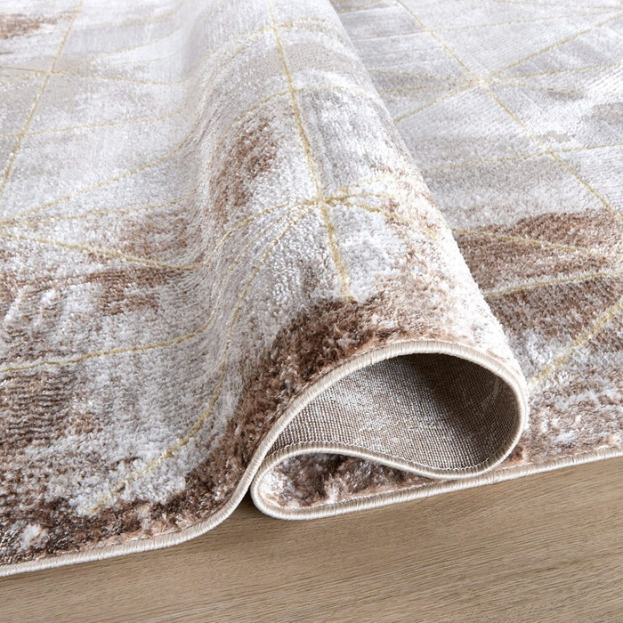 Lavin Rugs R1008 Baltea 5'3" x 7'6" Geo Rug, Grey Cream Gold/Earth