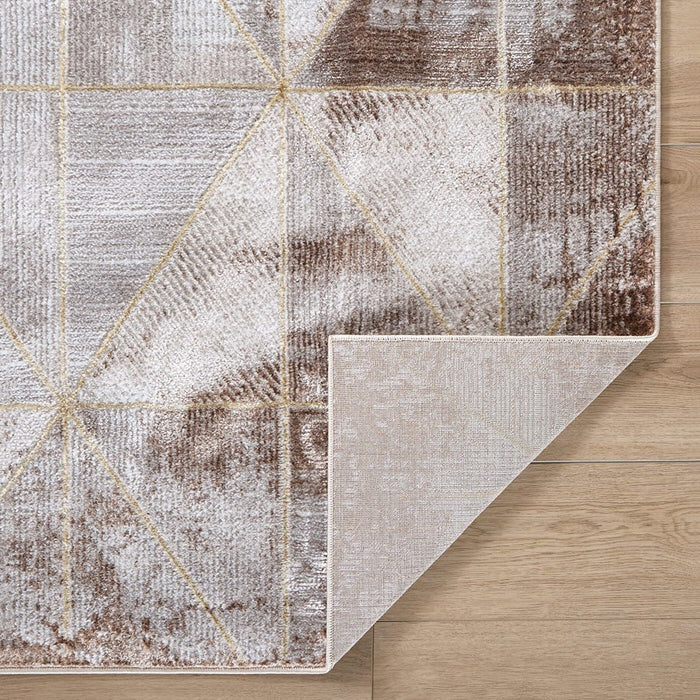 Lavin Rugs R1008 Baltea 5'3" x 7'6" Geo Rug, Grey Cream Gold/Earth