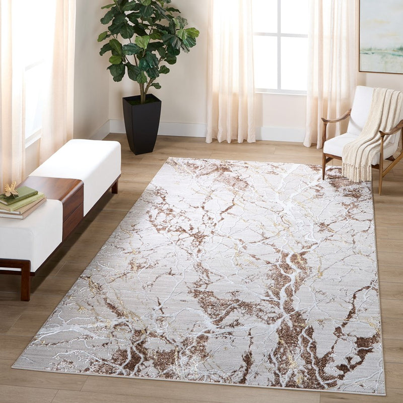 Lavin Rugs R1009 Baltea 2' x 3' Striations Rug, Cream Gold/Earth