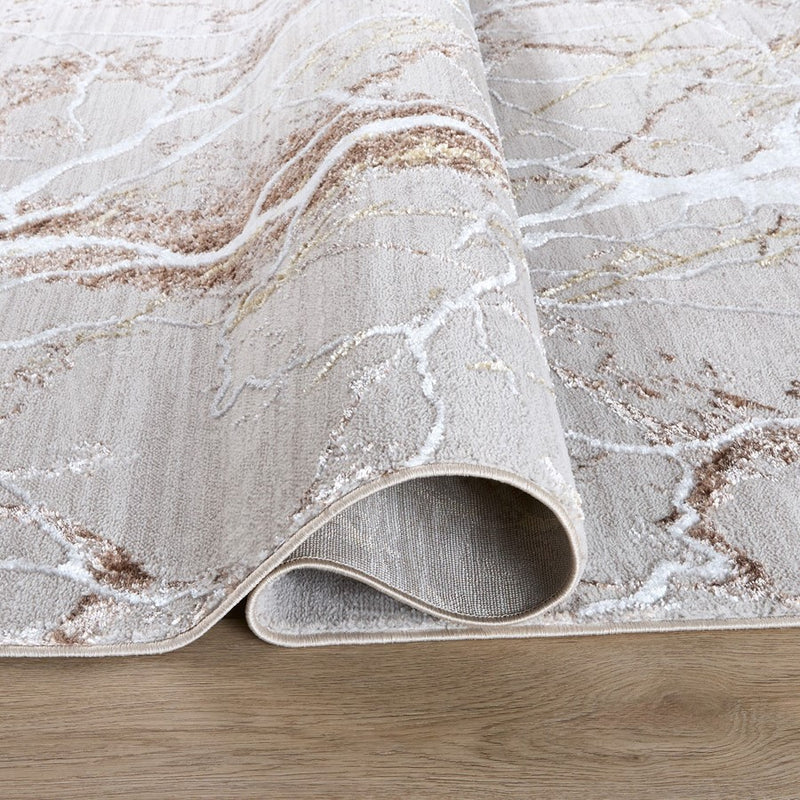 Lavin Rugs R1009 Baltea 2' x 3' Striations Rug, Cream Gold/Earth