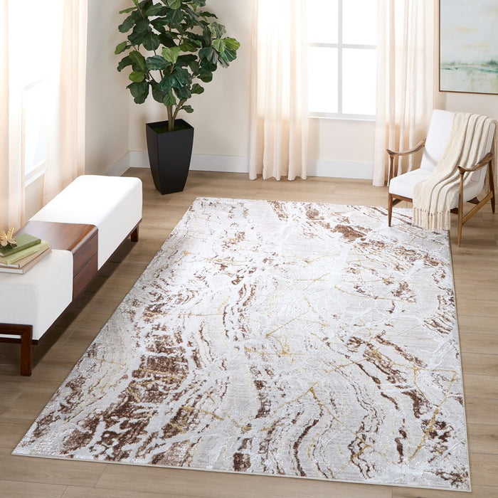 Lavin Rugs R1010 Baltea 2' x 3' Striations Rug, Cream Gold/Earth