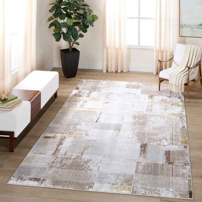Lavin Rugs R1012 Baltea 7'10" x 10'10" Geo Rug, Cream Gold/Earth