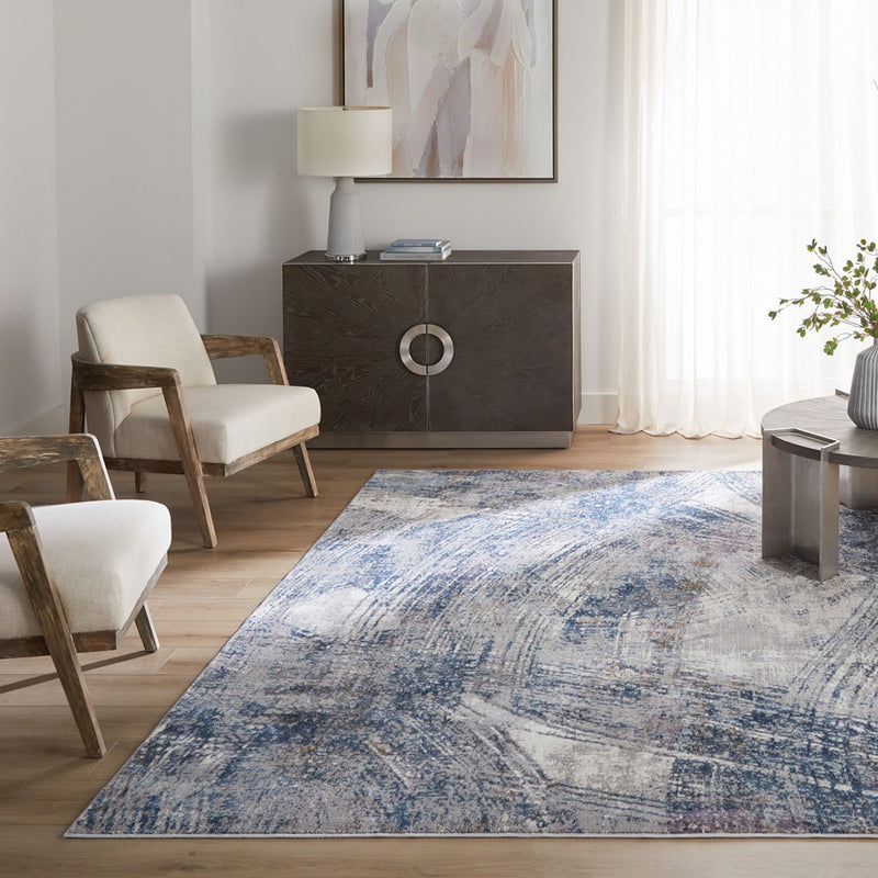 Lavin Rugs T2002 Adara 2' x 3' Painterly Rug, Cream Blue/Mineral