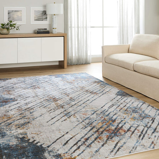 Lavin Rugs T2003 Adara 2'8" x 7'10" Painterly Runner, Gold/D.Grey