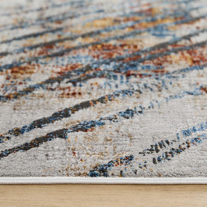 Lavin Rugs T2003 Adara 5'3" x 7'6" Painterly Rug, Cream Gold/D.Grey