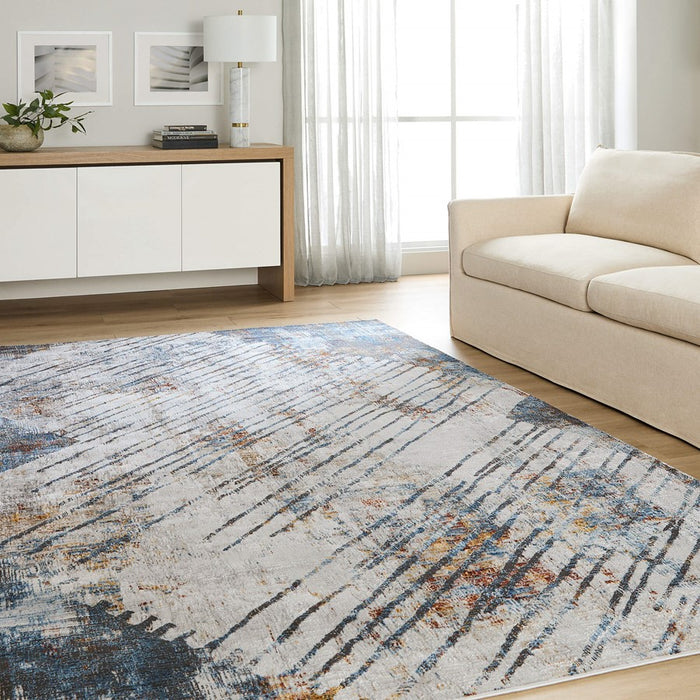 Lavin Rugs T2003 Adara 6'7" x 9'6" Painterly Rug, Cream Gold/D.Grey