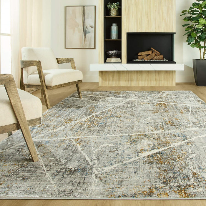 Lavin Rugs T2005 Adara 2'8" x 7'10" Painterly Runner, Gold/Mineral