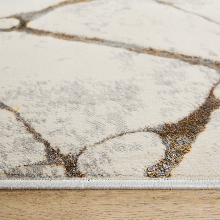 Lavin Rugs T2006 Adara 5'3" x 7'6" Geo Rug, Gold Grey Blue/Mineral