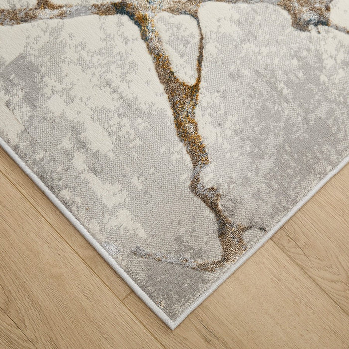 Lavin Rugs T2006 Adara 5'3" x 7'6" Geo Rug, Gold Grey Blue/Mineral