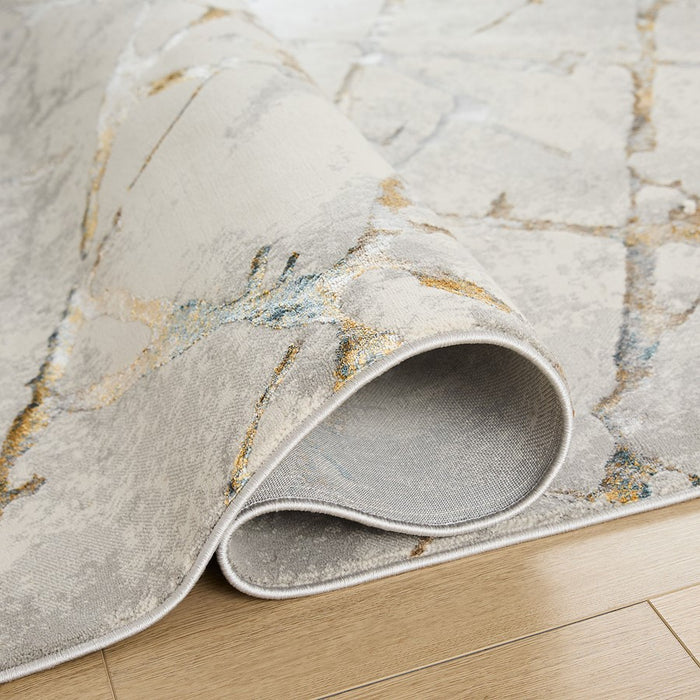 Lavin Rugs T2006 Adara 6'7" x 9'6" Geo Rug, Gold Grey Blue/Mineral