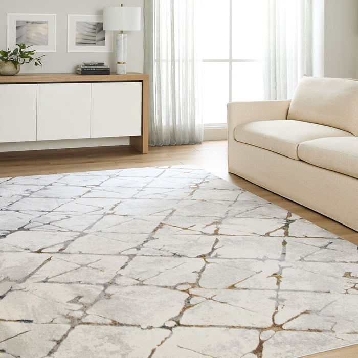 Lavin Rugs T2006 Adara 9'10" x 13'2" Geo Rug, Gold Grey/Mineral