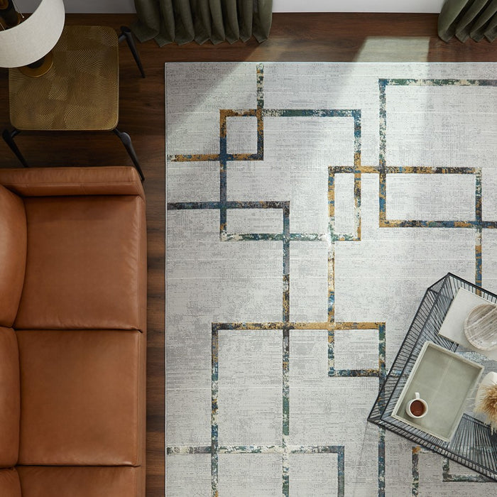 Lavin Rugs T2008 Adara 7'10" x 10'10" Geo Rug, Green/Neutral/Multi