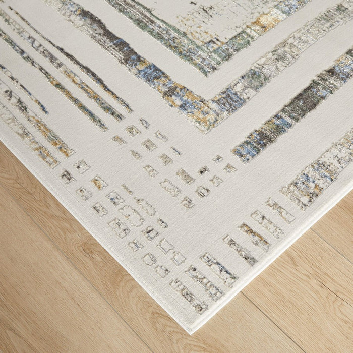 Lavin Rugs T2009 Adara 2'8" x 7'10" Geo Runner, Green/Neutral/Multi