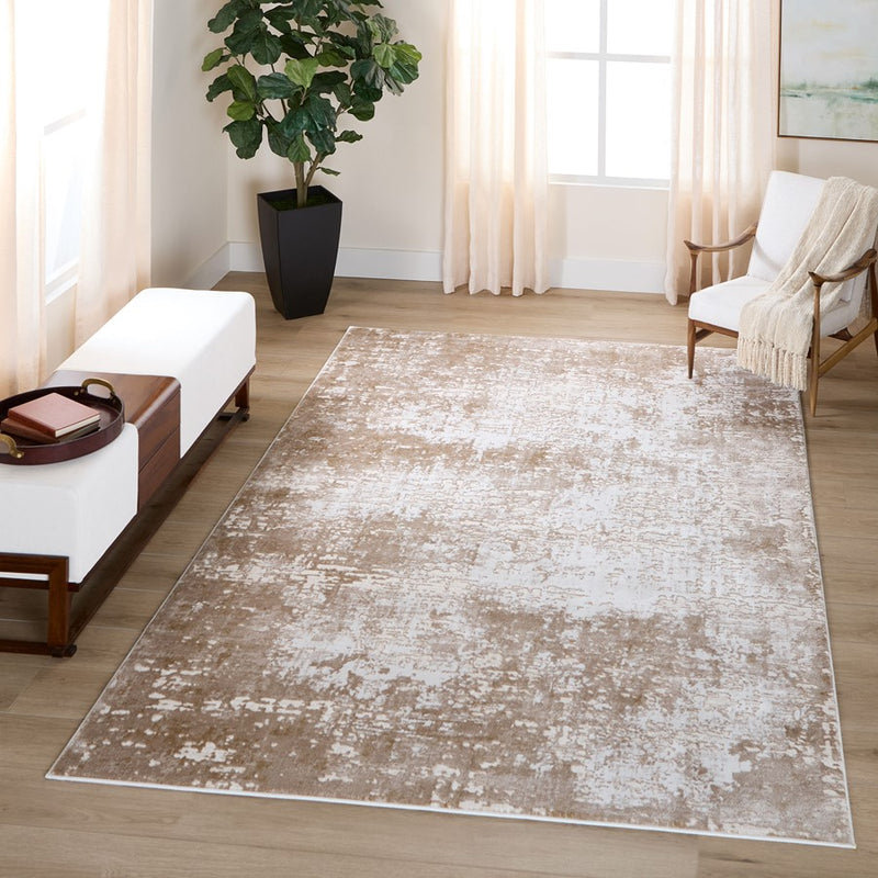 Lavin Rugs T2017 Dalia 6'7" x 9'6" Painterly Rug, Beige/Gold