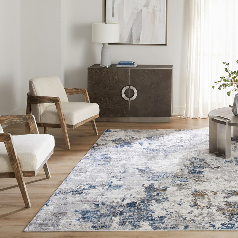 Lavin Rugs T2019 Darica 9'10" x 13'2" Painterly Rug, Blue/Blue