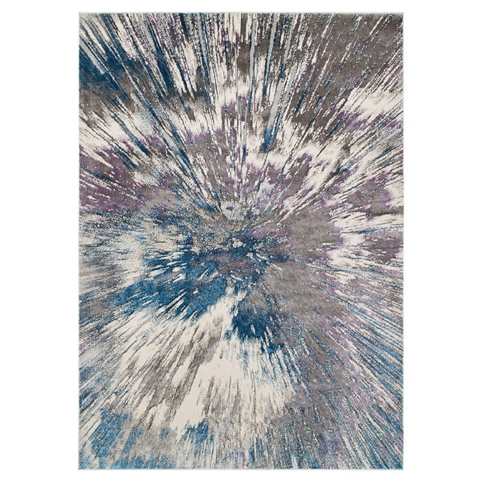 Lavin Rugs T2021 Darica 5'3" Splatter Paint Round Rug, Grey/Blue - T2021-05R