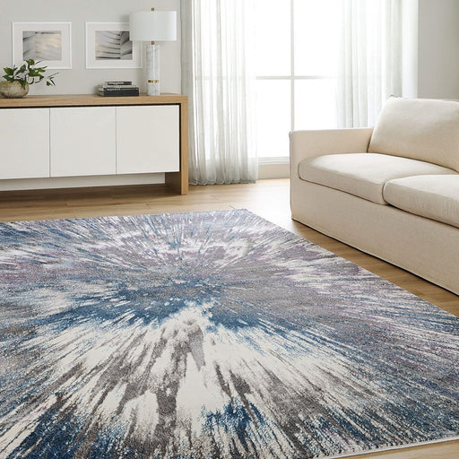 Lavin Rugs T2021 Darica 5'3" Splatter Paint Round Rug, Grey/Blue