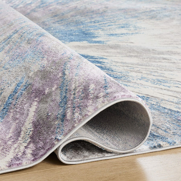 Lavin Rugs T2021 Darica 5'3" Splatter Paint Round Rug, Grey/Blue