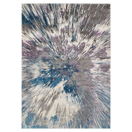 Lavin Rugs T2021 Darica 7'10" Splatter Paint Round Rug, Grey/Blue - T2021-08R