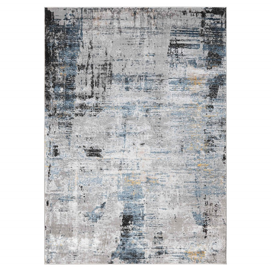 Lavin Rugs T2024 Darica 2'8" x 7'10" Painterly Runner, Grey/Blue - T2024-0208